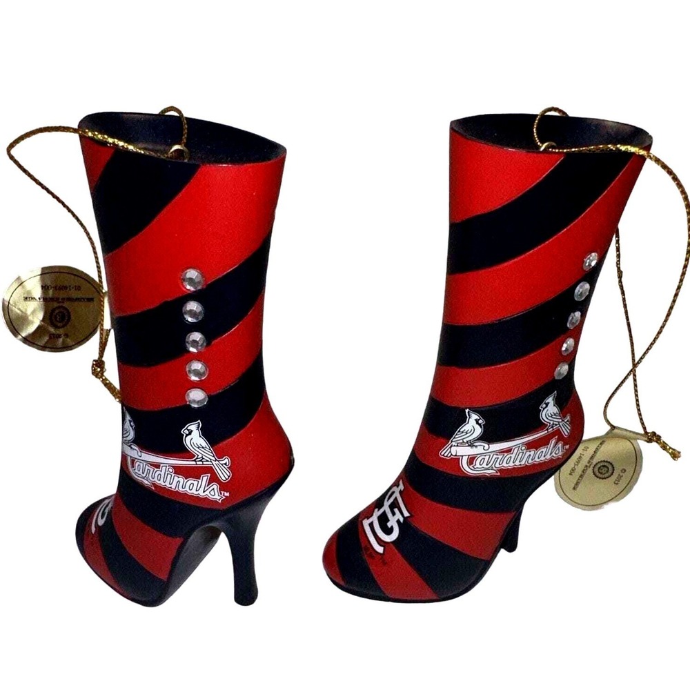 Bradford Exchange MLB St. Louis Cardinals Boot Ornament Rhinestone Decor Holiday